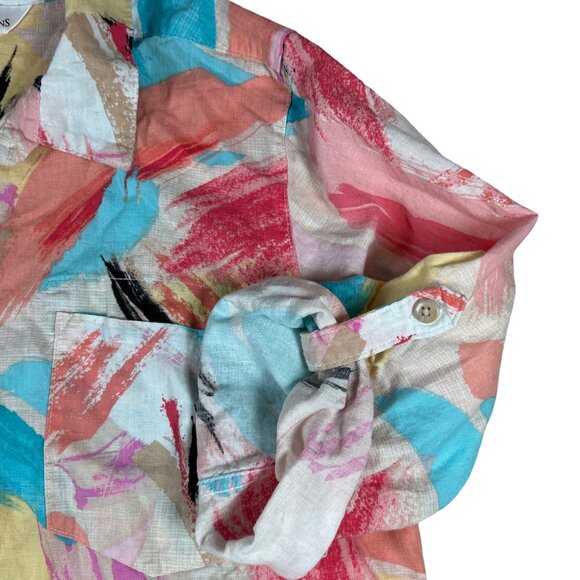 Northern Reflections Button Up Linen Blend Art-to-Wear Resort Shirt - Picture 4 of 12